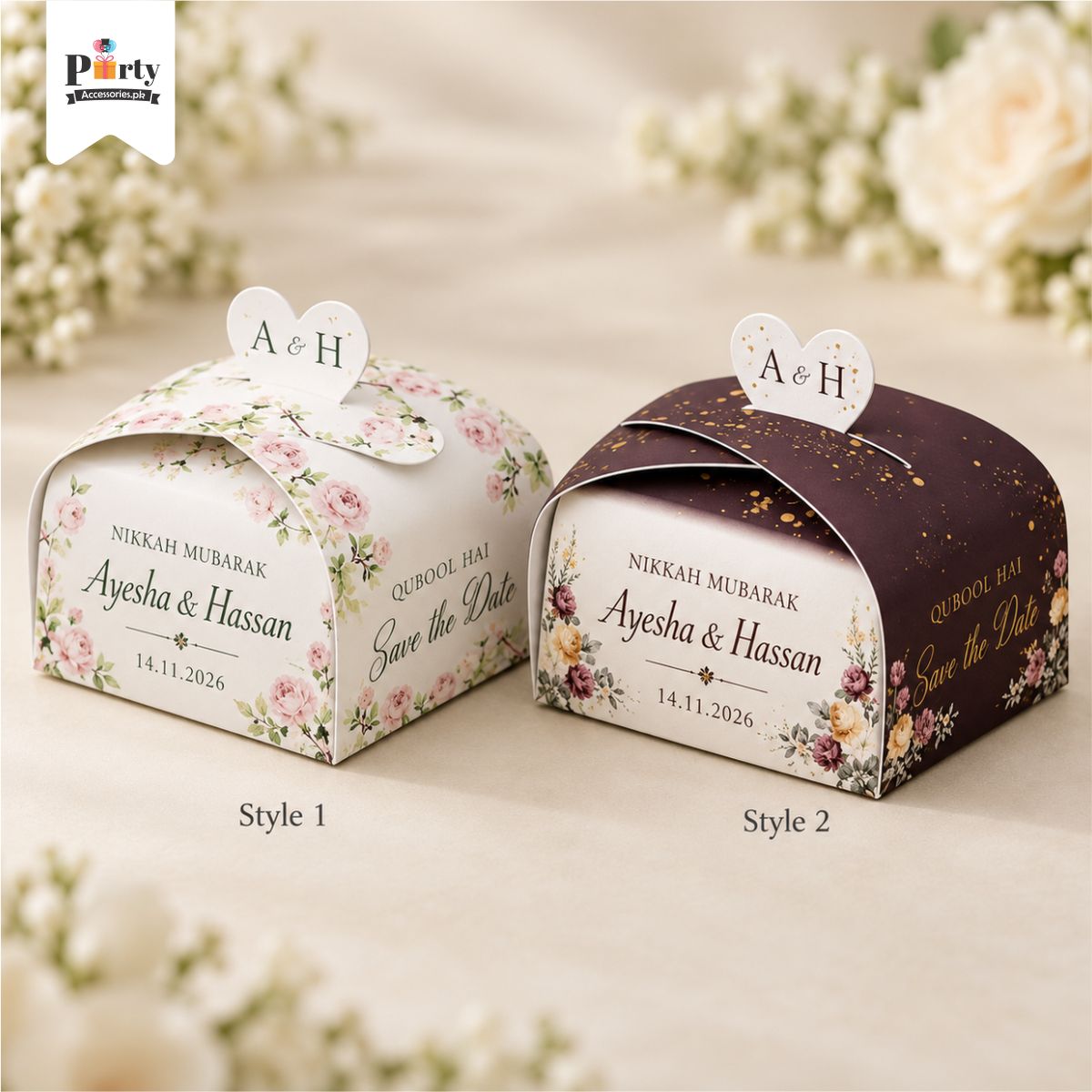 Nikkah Bid Boxes | Personalized bidh boxes | popup heart style