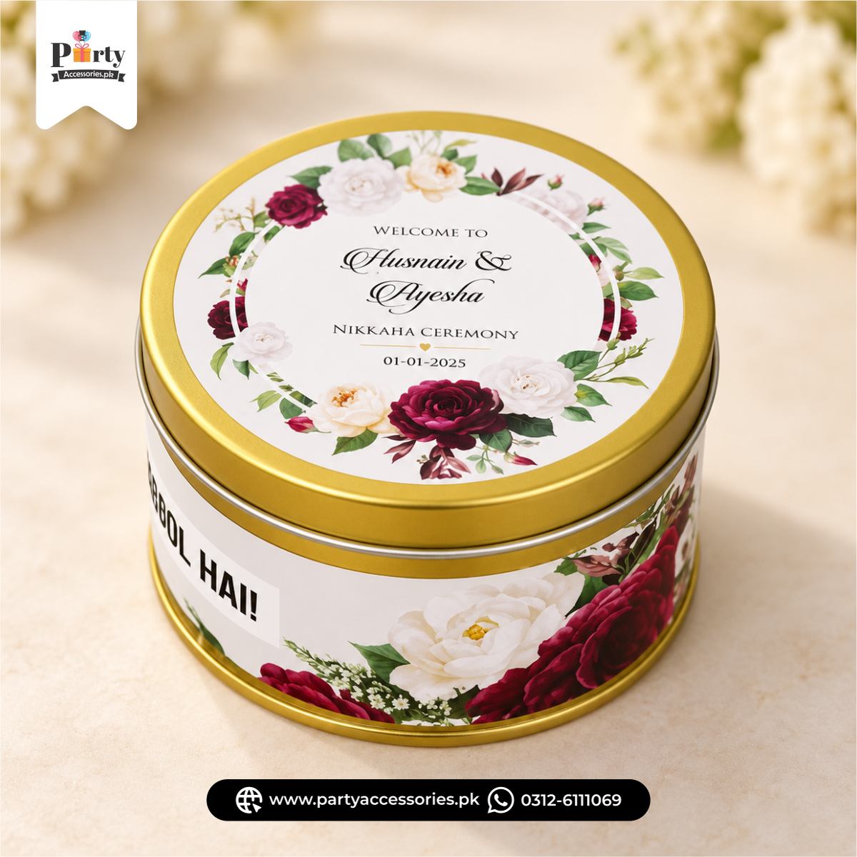 Customized wedding tin boxes