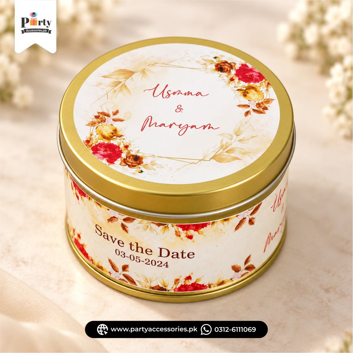 Personalized Tin Bidh Boxes 