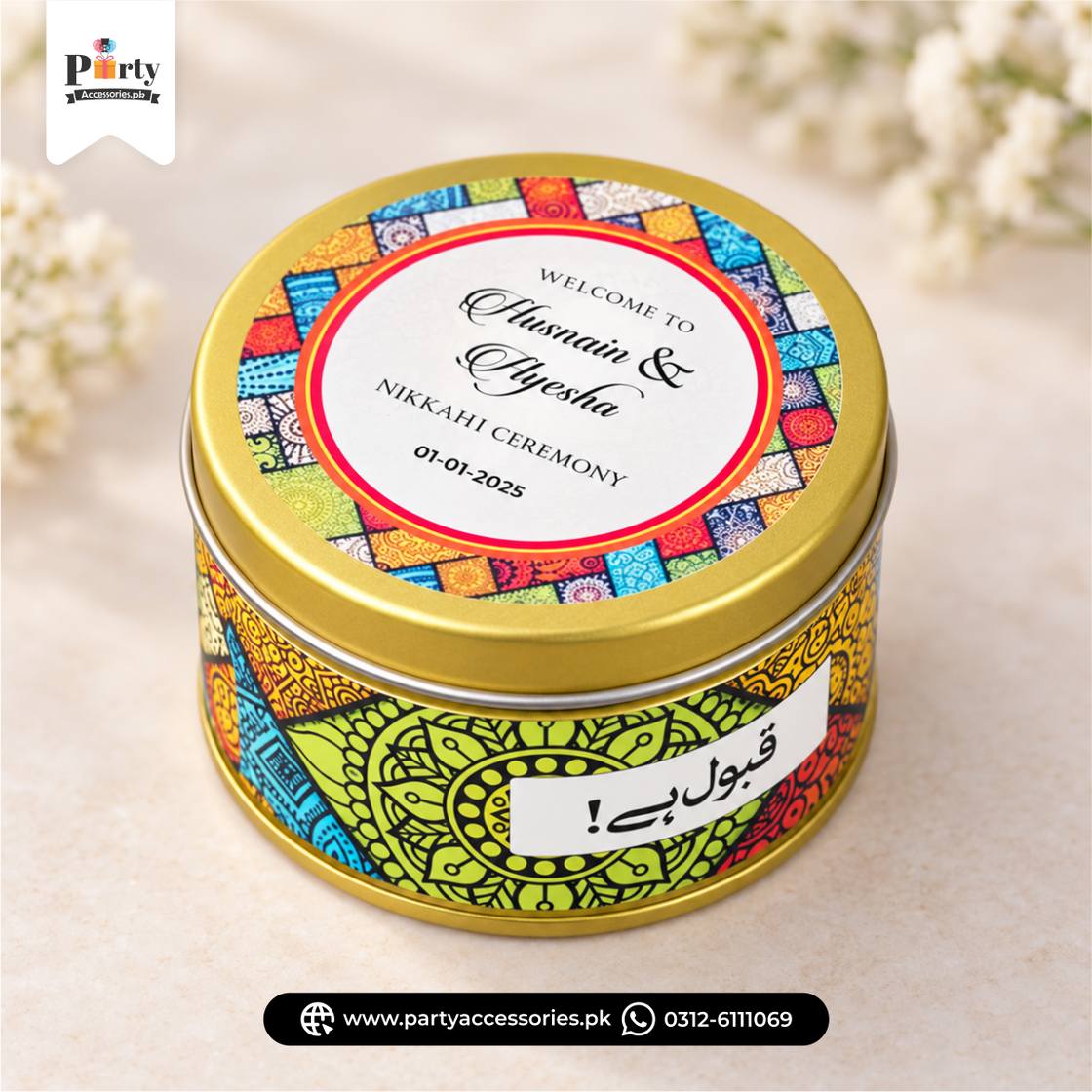 Personalized nikkah tin boxes