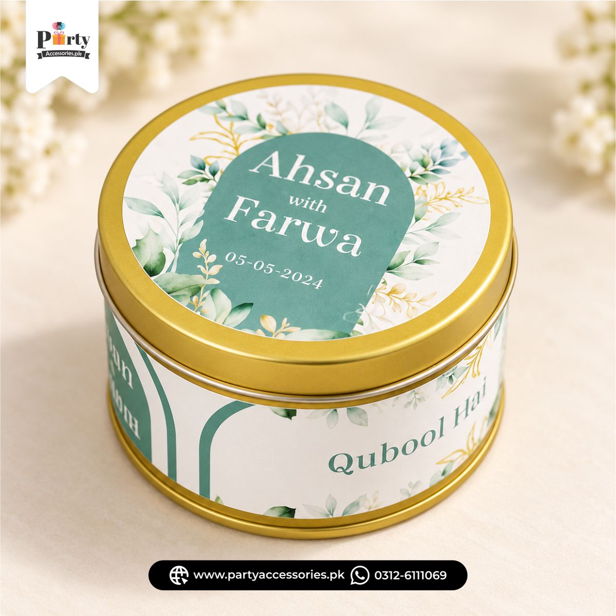 Personalized Wedding Tin Bidh Boxes