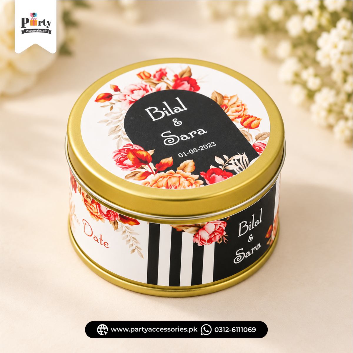 Personalized Tin Bidh Boxes for Weddings 