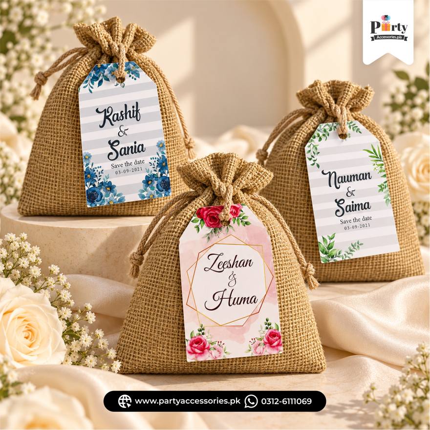 jute favor bags