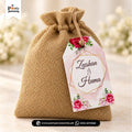 Customized name printed jute poches