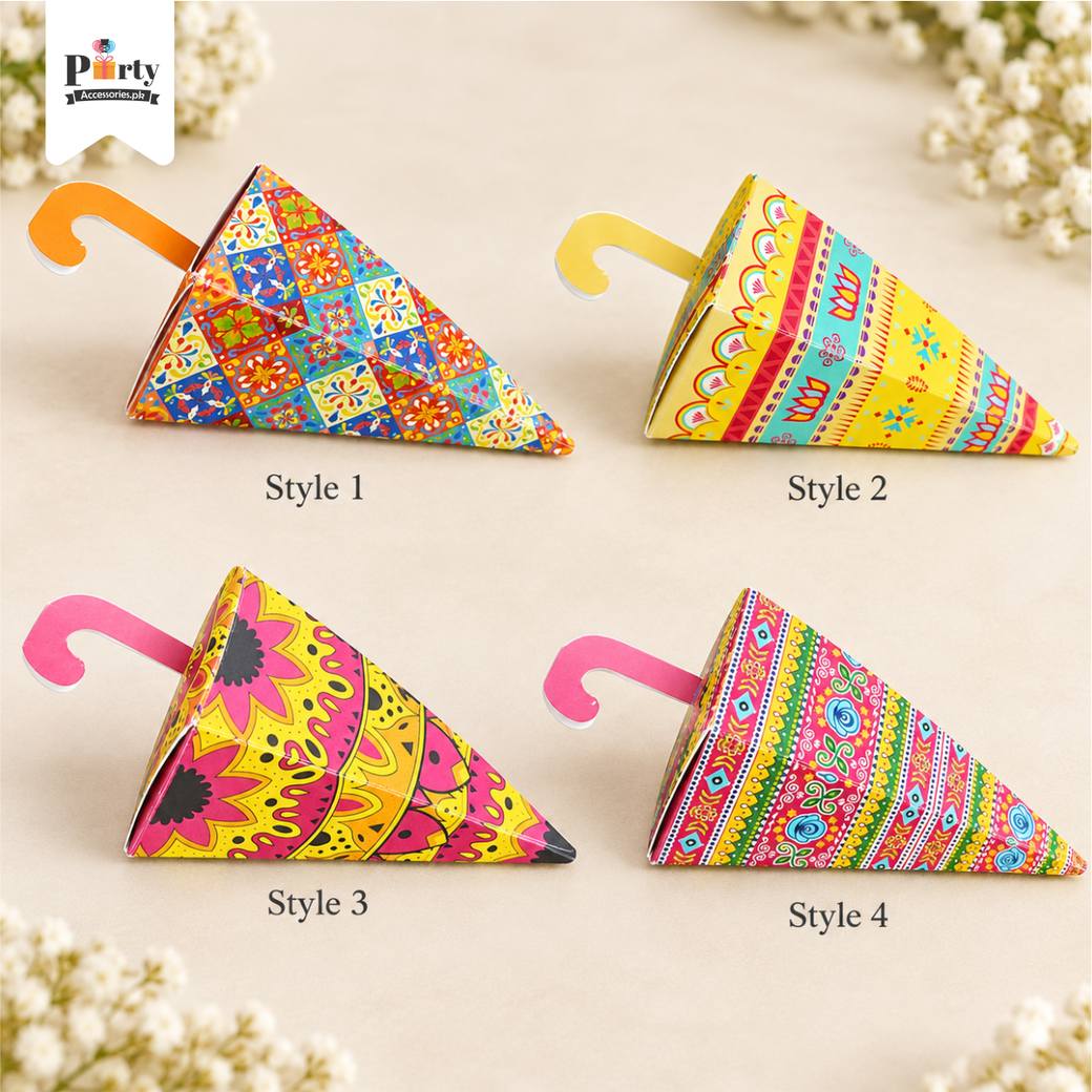 Bid Boxes for Wedding Favors | Customized Umbrella Shape Bid Boxes | Pack of 12