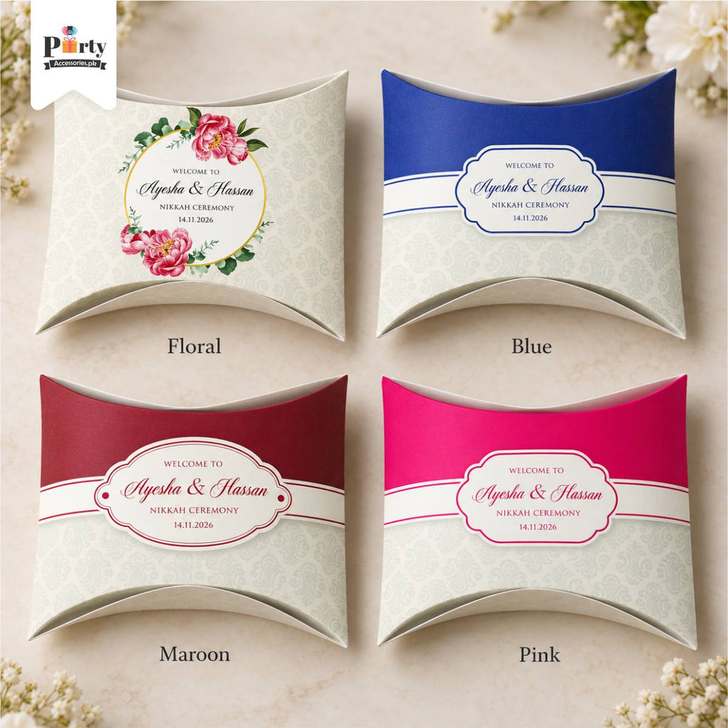  bid boxes in pillow cushion shape for wedding