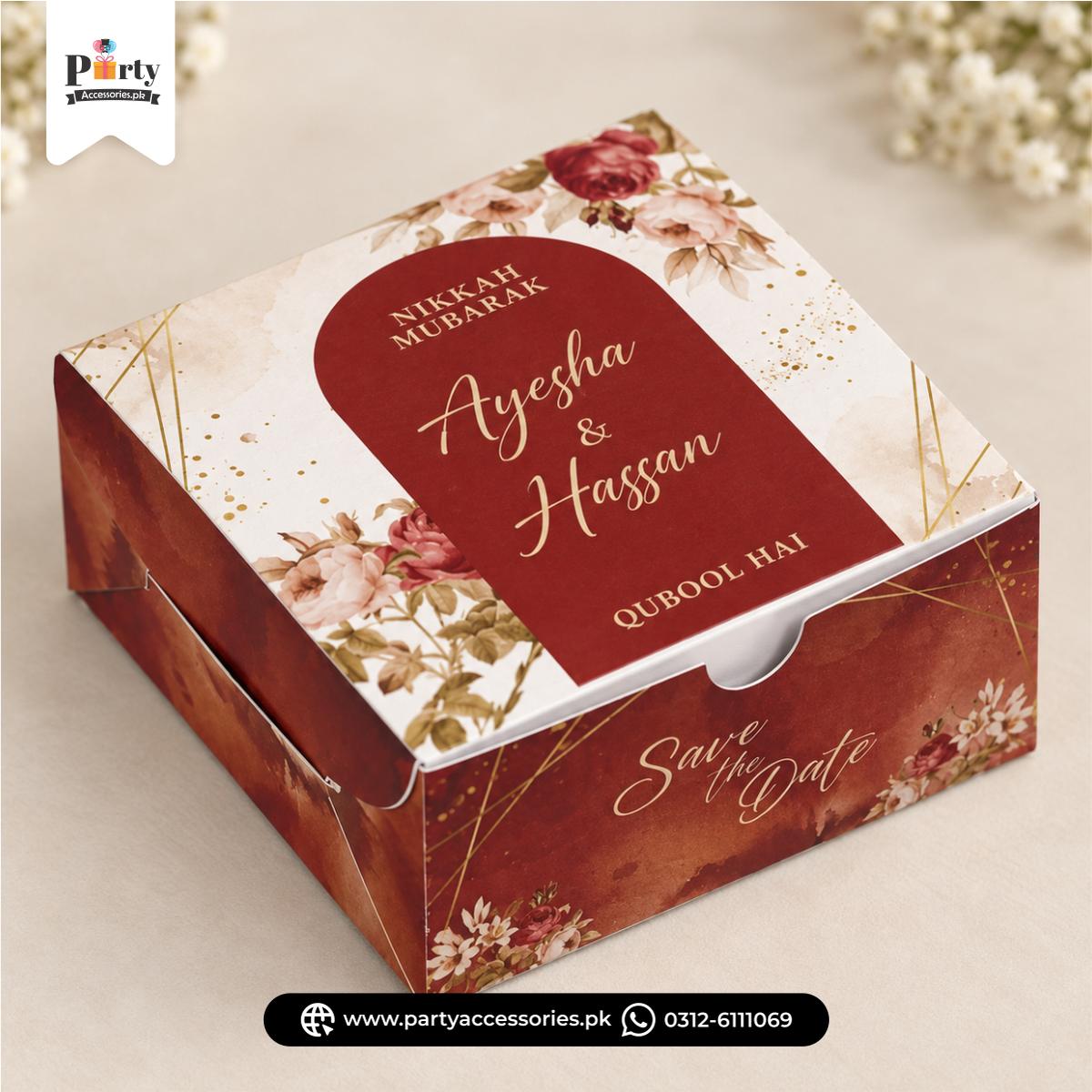 Bidh boxes | wedding favors 4x4 methai boxes | Pack of 12