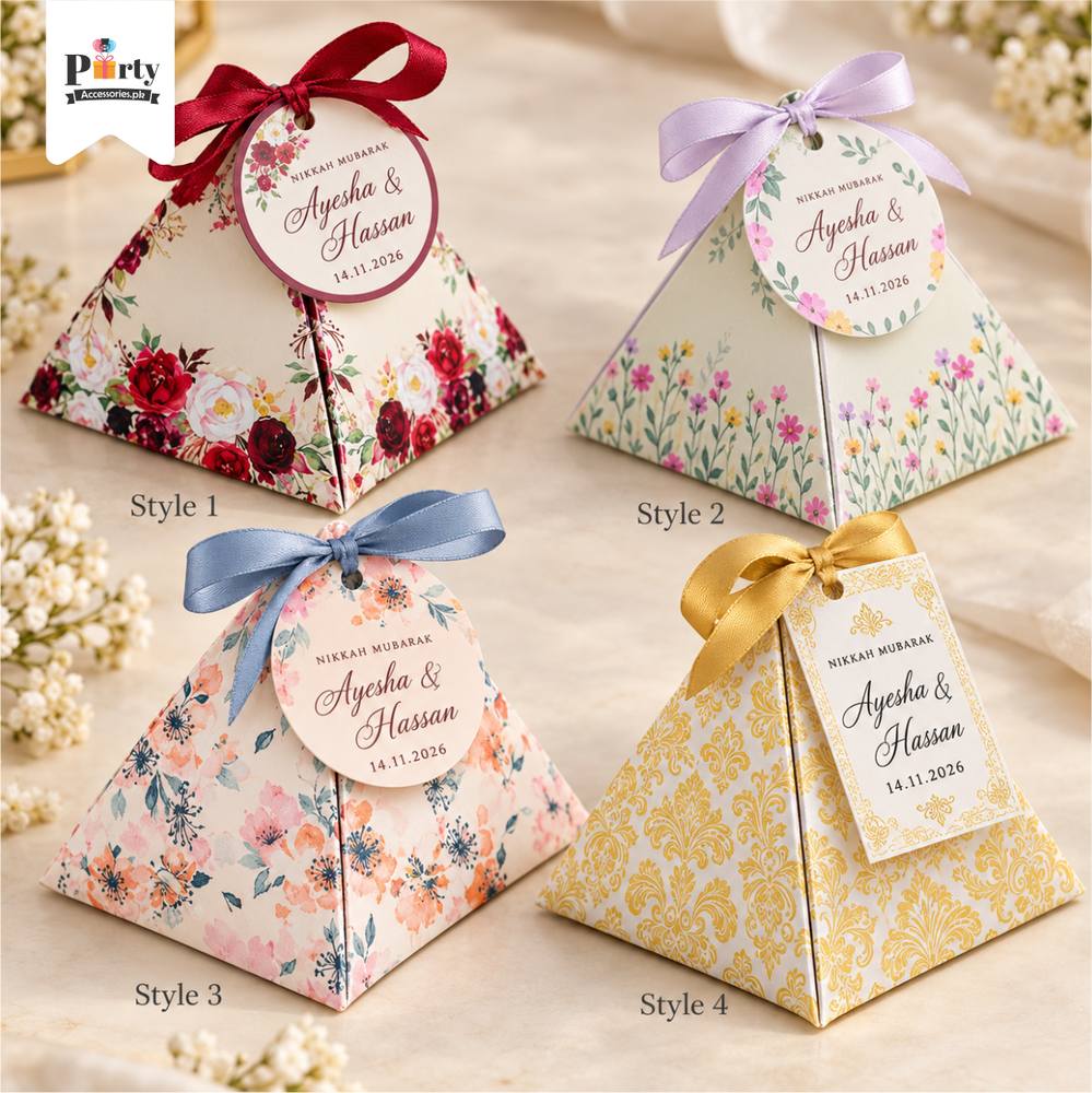 Nikkah Bid Boxes | Triangle bid Boxes with customized tag