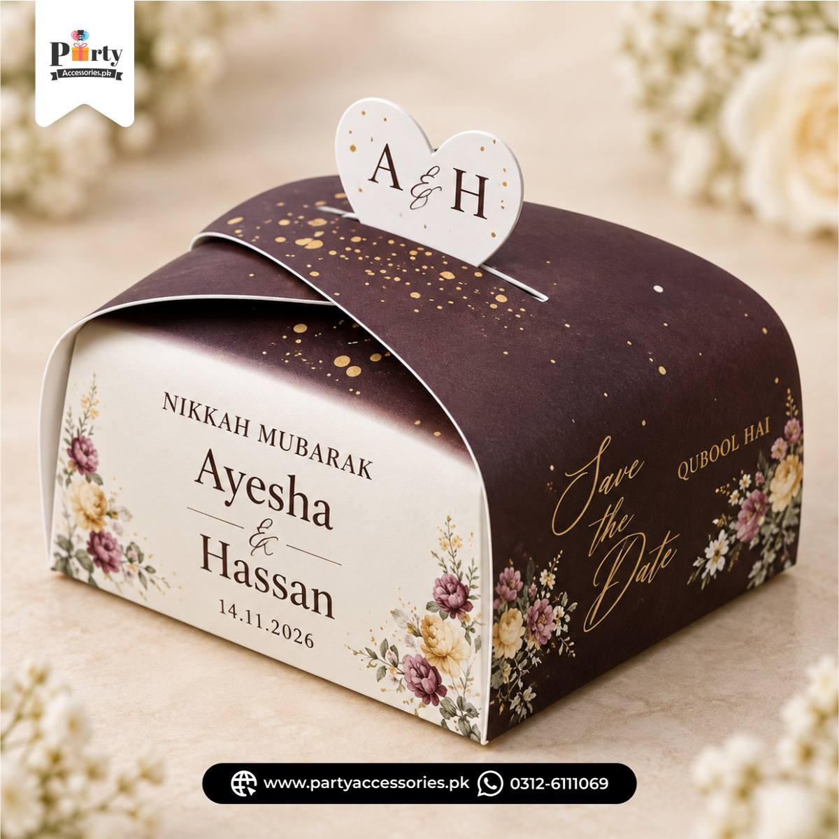 Nikkah Bid Boxes | Personalized bidh boxes | popup heart style