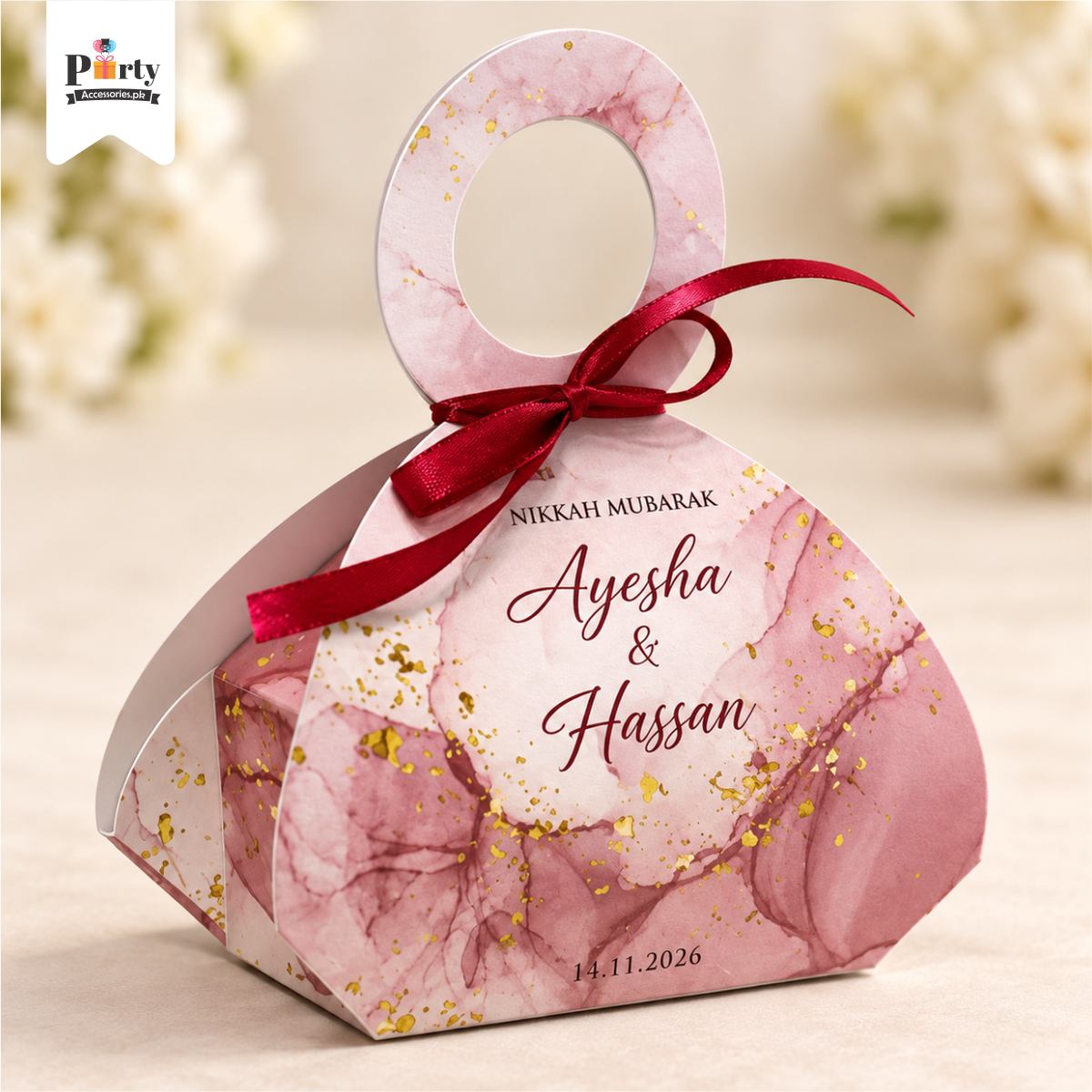 Personalized Bid Boxes for wedding favors 