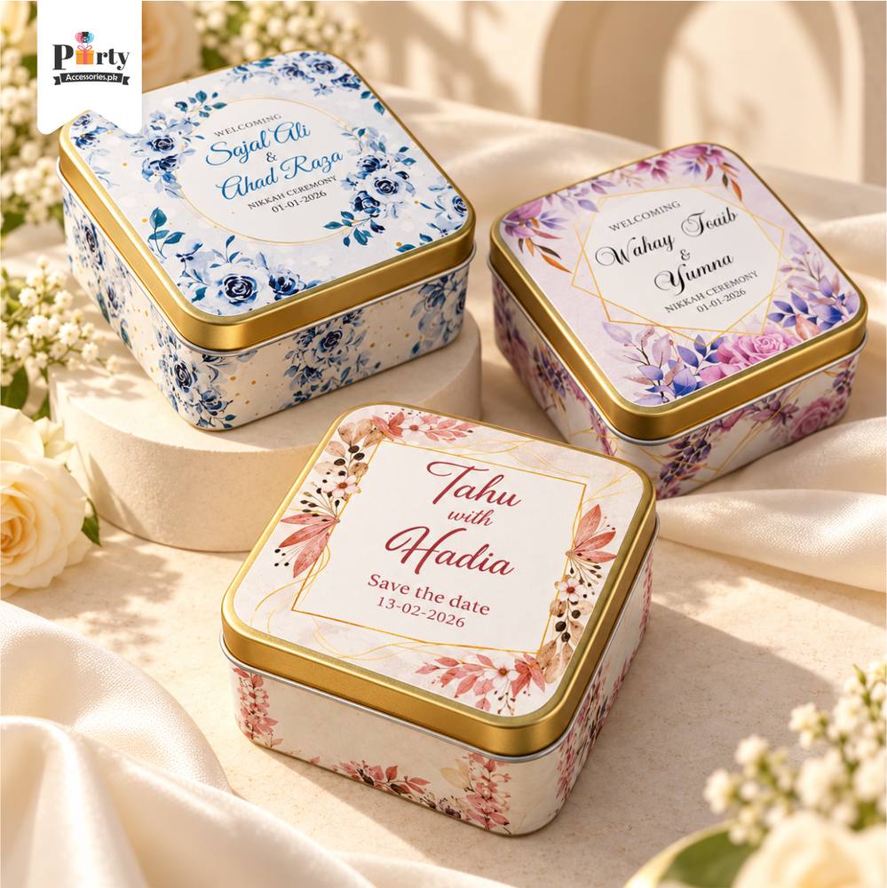 Customized Tin Boxes for Wedding Favors : Personalized Tin Bid Boxes with Names
