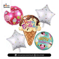 Donut and ice-cream shape foil balloons set for theme birthday | 5pcs