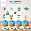 Christmas party theme cupcake toppers set