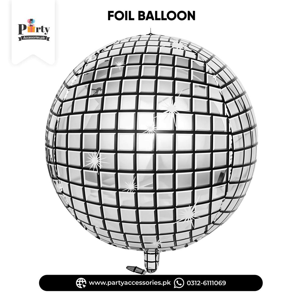 Disco Ball Foil Balloon – Silver Party Decoration for Events & Celebrations