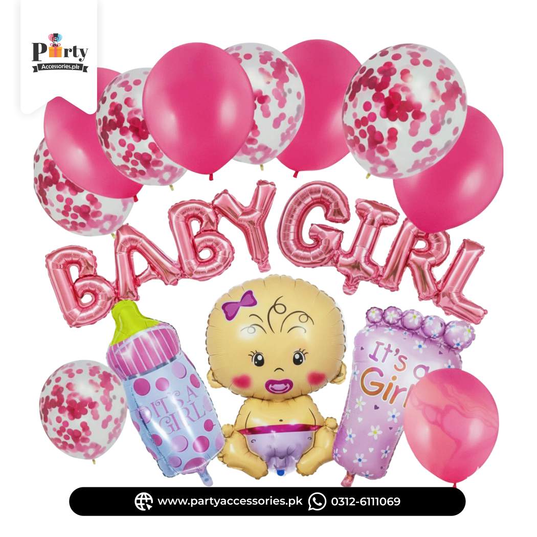 Baby Girl Balloon Decoration Set – Pink Theme Welcome Baby Party Décor Kit