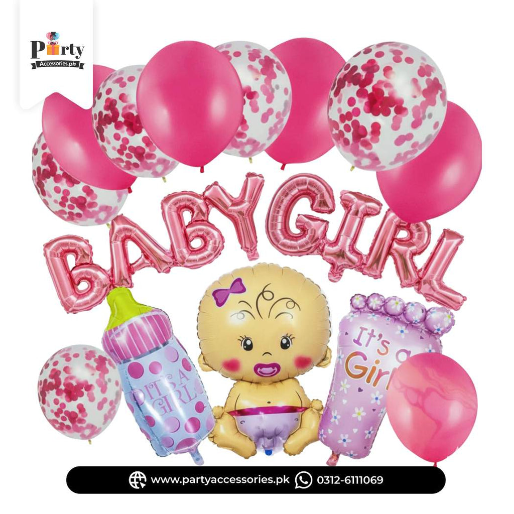 Baby Girl Balloon Decoration Set – Pink Theme Welcome Baby Party Décor Kit