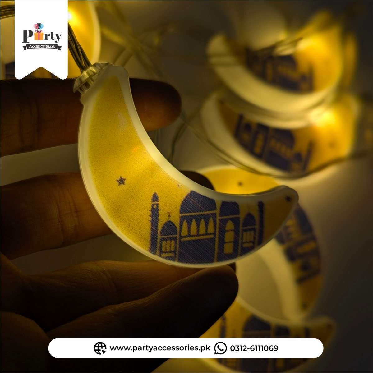 Ramadan Crescent Moon LED String Battery Operated Lights