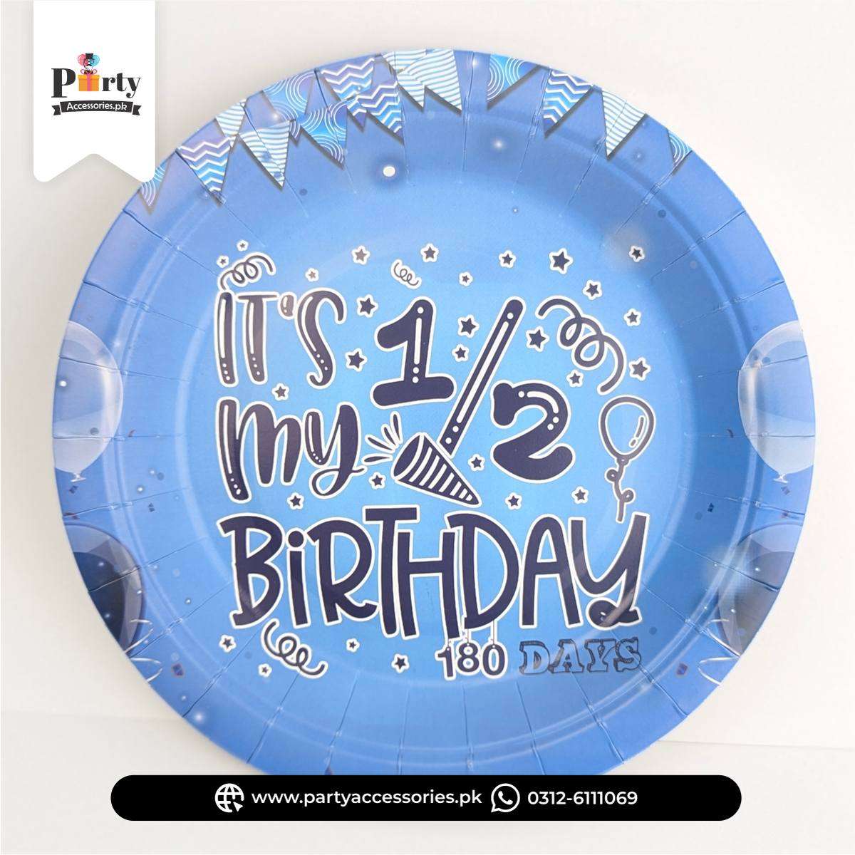 It’s My 1/2 Birthday” Blue Disposable Plates – Baby Boy Party (Pack of 10)