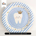 First Tooth Boy Disposable Paper Plates – Baby Milestone Party (Pack of 10)