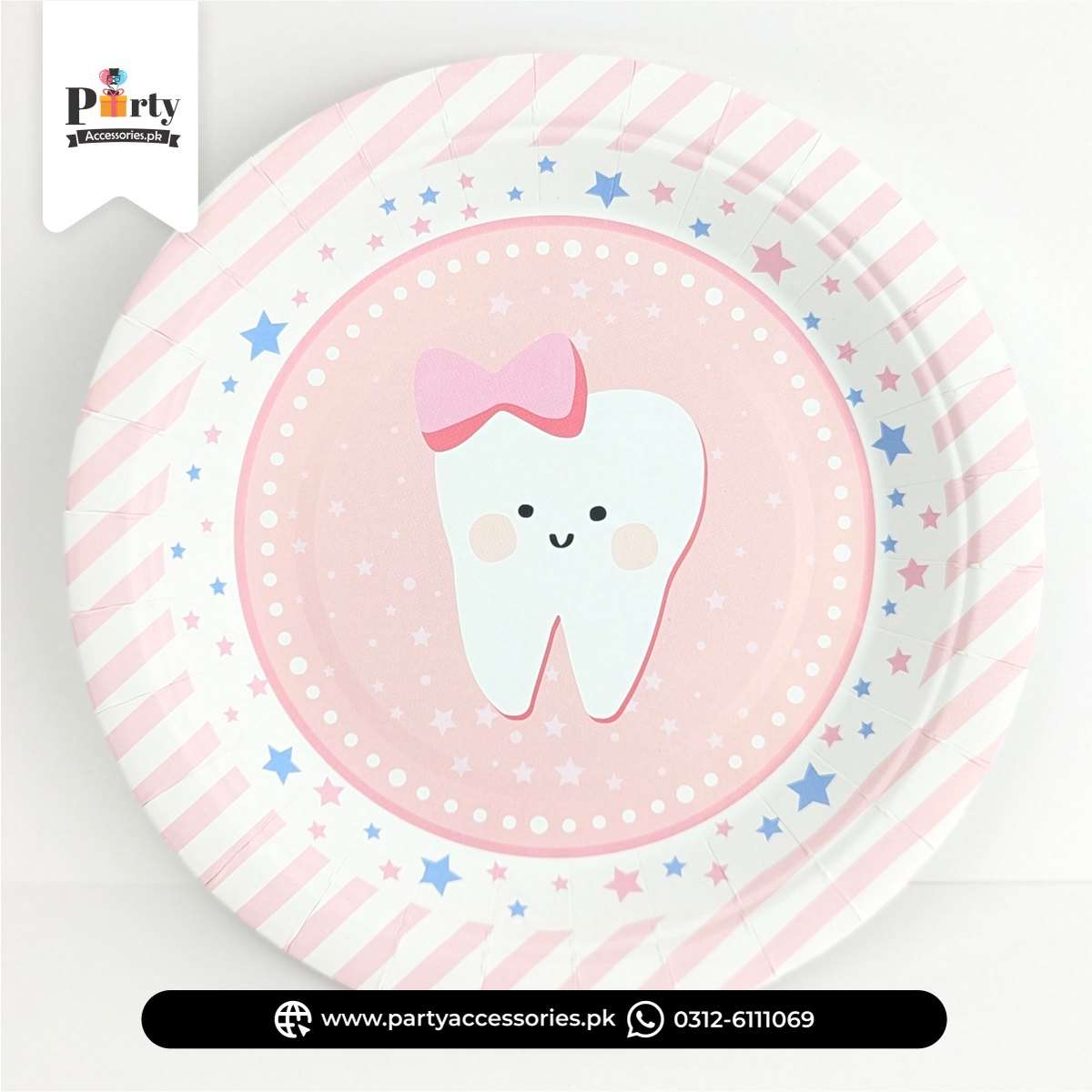 First Tooth Girl Disposable Paper Plates