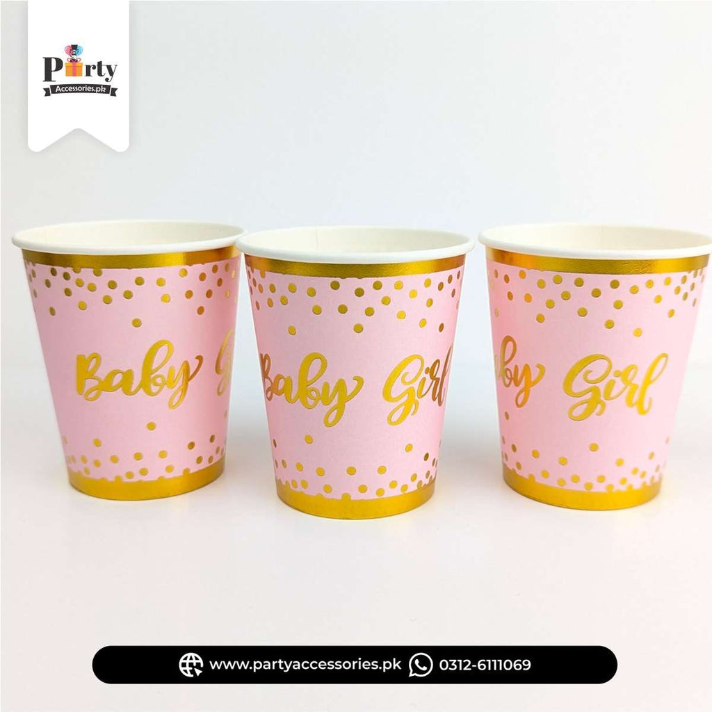 Baby Girl Printed Disposable Paper Cups – Welcome Baby Party Drinkware 