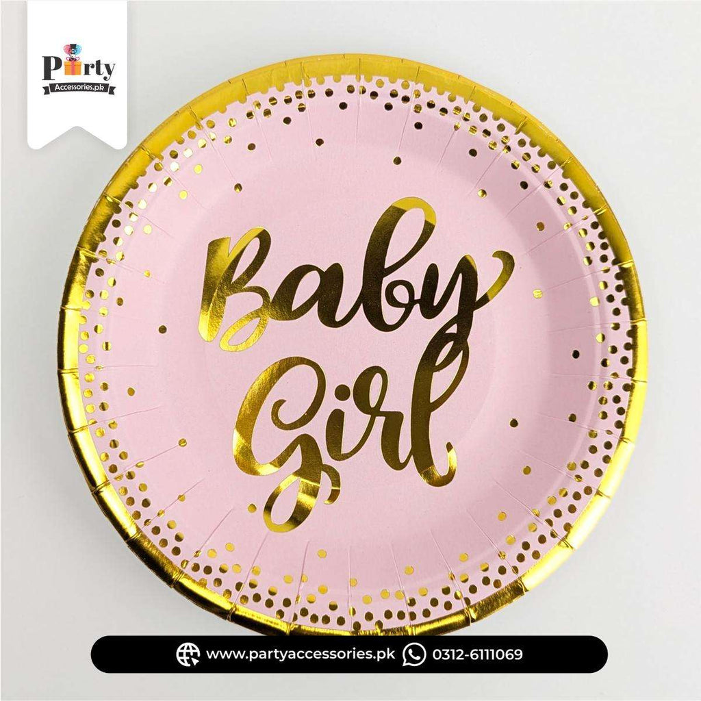 Baby Girl Disposable Paper Plates for Welcome Baby Party