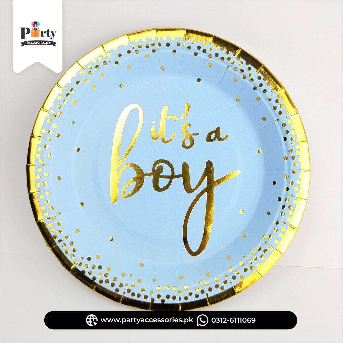 It’s a Boy Disposable Paper Plates – Baby Celebration Tableware 