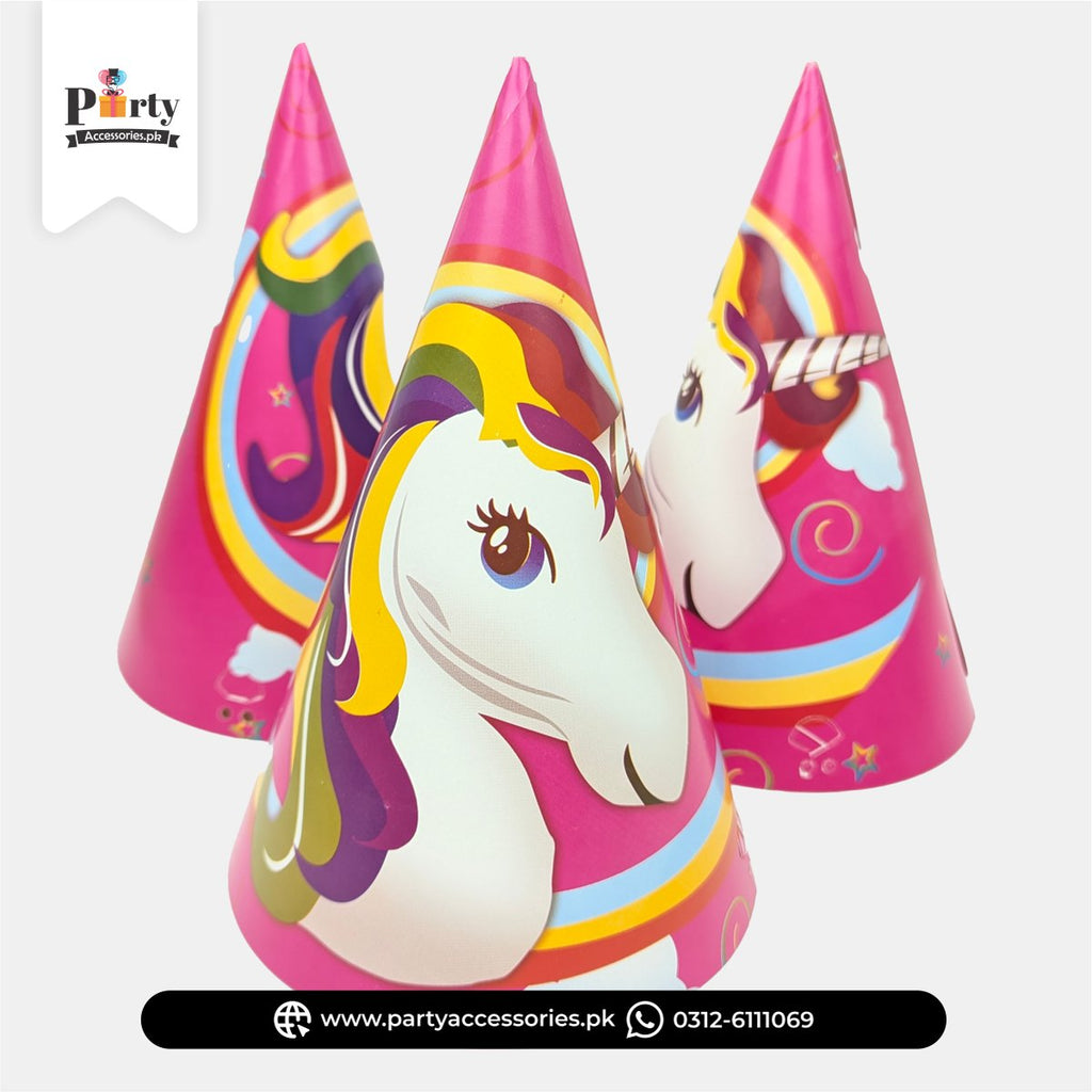 Unicorn Theme Birthday Party Celebration Cone Caps 
