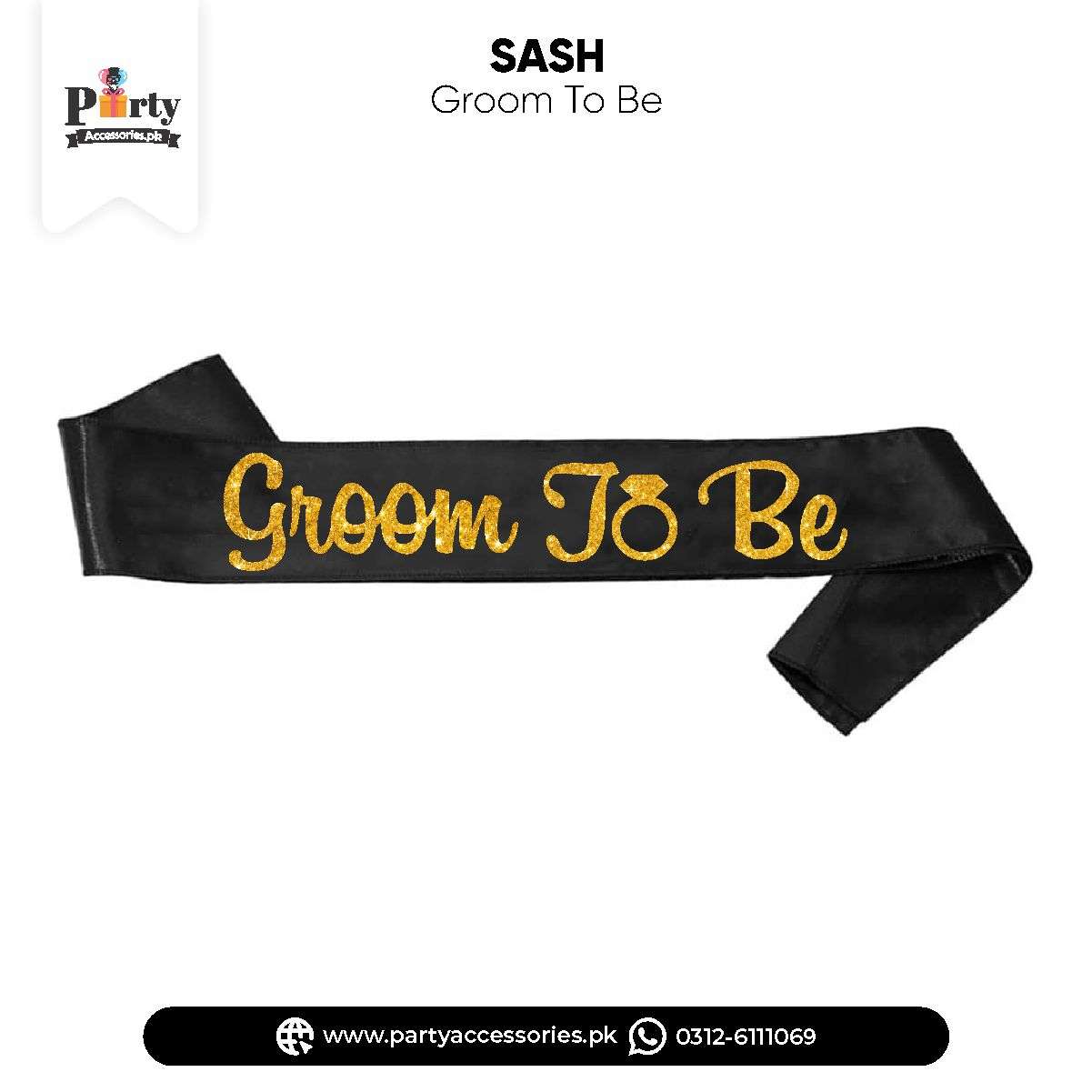 GROOM SHOWER CUSTOMIZED BLACK SASH
