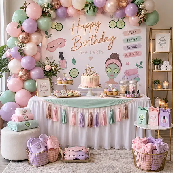 spa theme birthday party decorations 