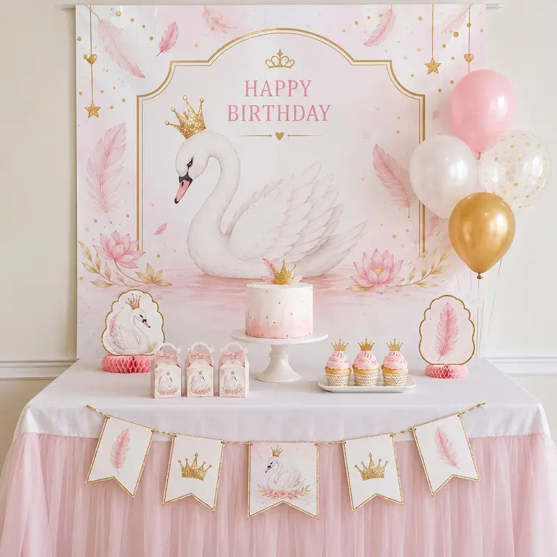 swan theme birthday party decorations