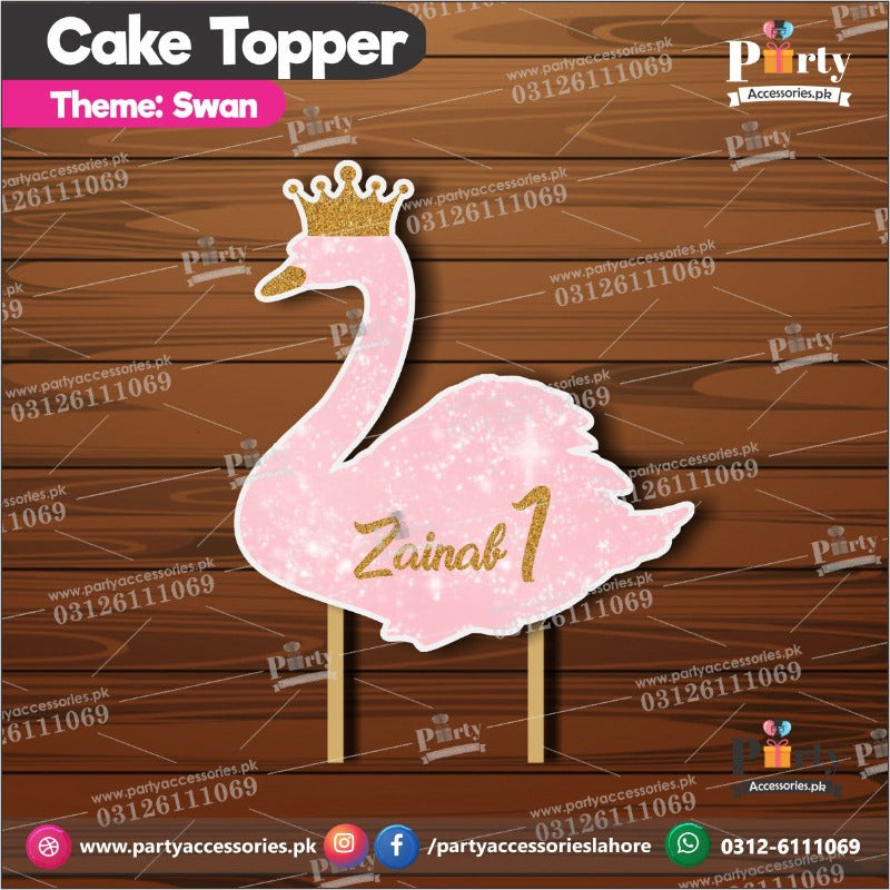 swan theme birthday cake topper