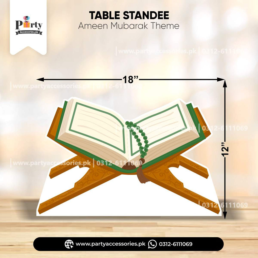 Holy Quran Cutout Table Standee for Ameen Mubarak Decoration