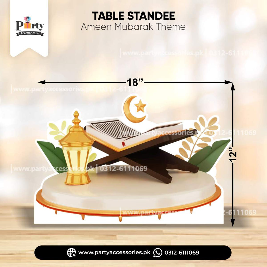 Holy Quran Cutout Table Standee for Ameen Mubarak Decoration