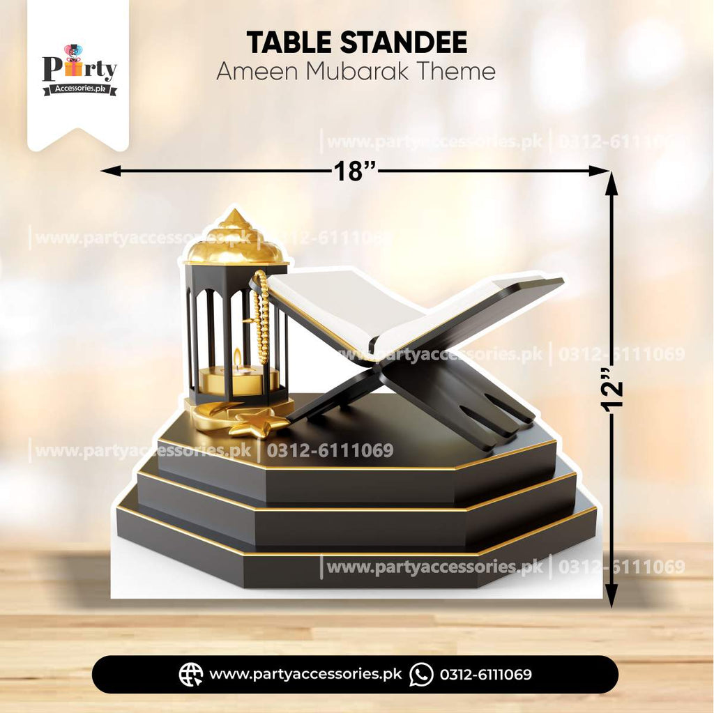 Holy Quran Cutout Table Standee for Ameen Mubarak Decoration