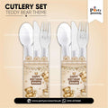 Teddy Bear Theme Disposable Cutlery with Customized Holders for Birthday Party