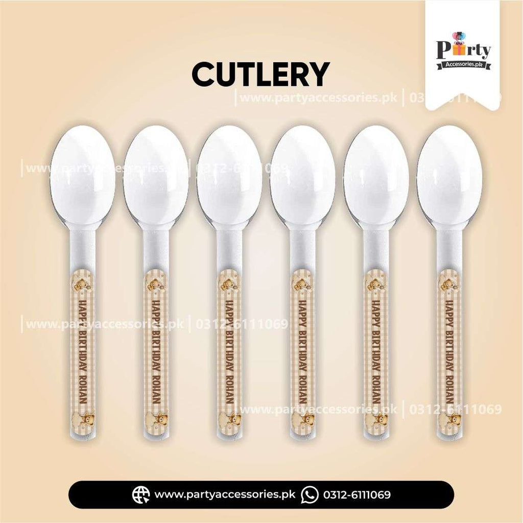 Teddy Bear Theme Disposable Spoons for Party 