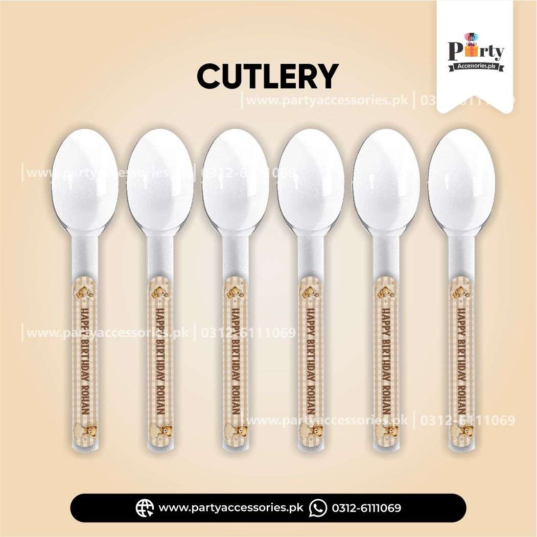 Teddy Bear Theme Disposable Spoons for Party 