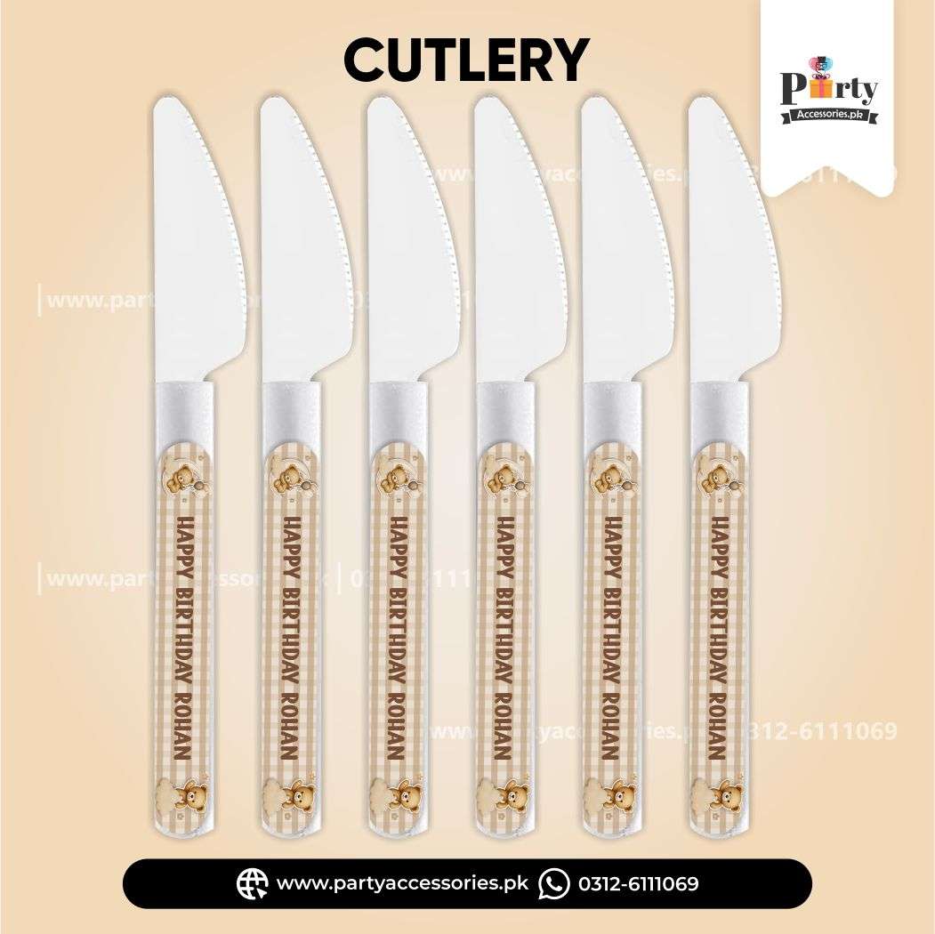 Teddy Bear Theme Customized Disposable Knives for dinner decoration