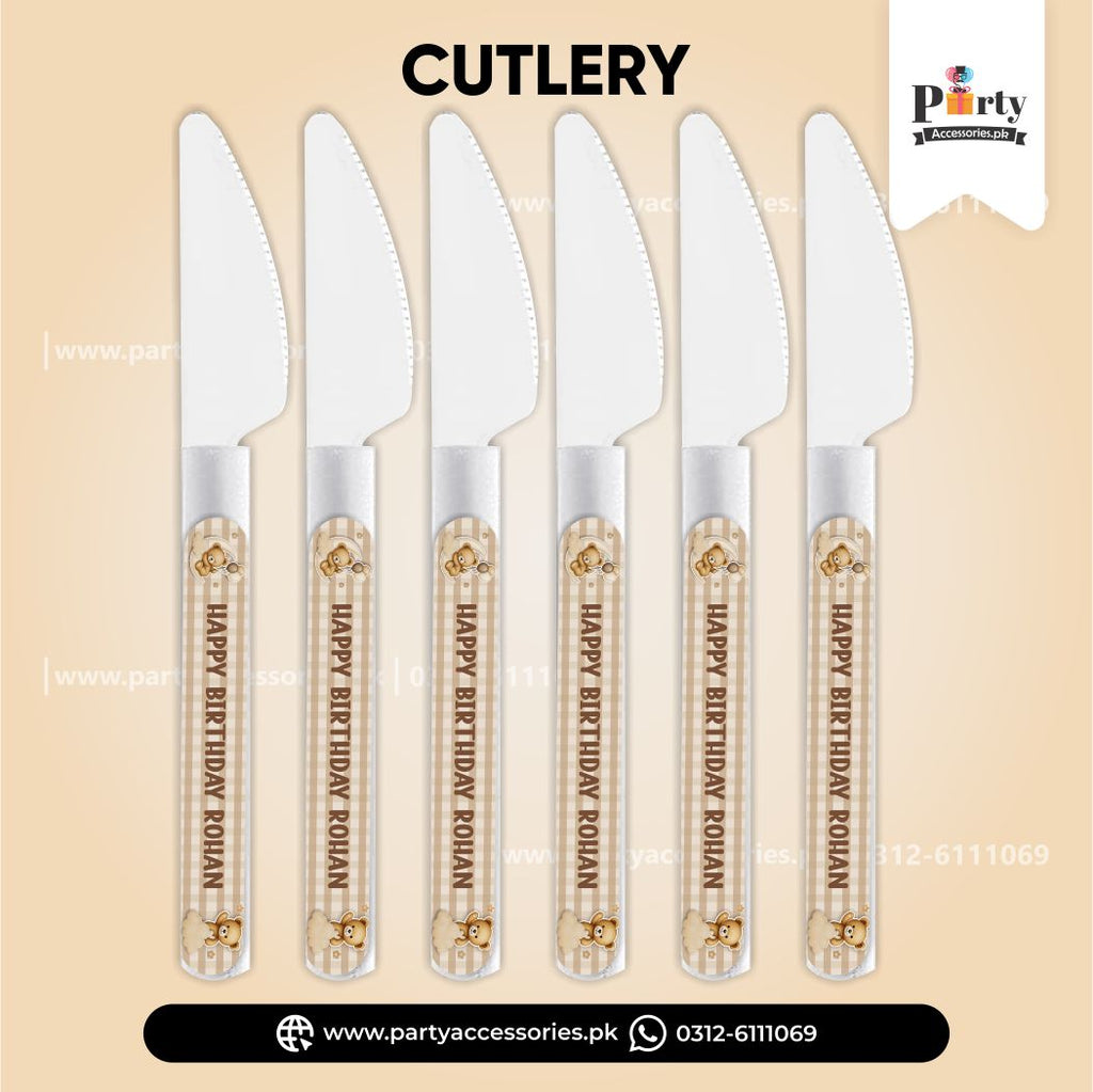 Teddy Bear Theme Customized Disposable Knives for dinner decoration