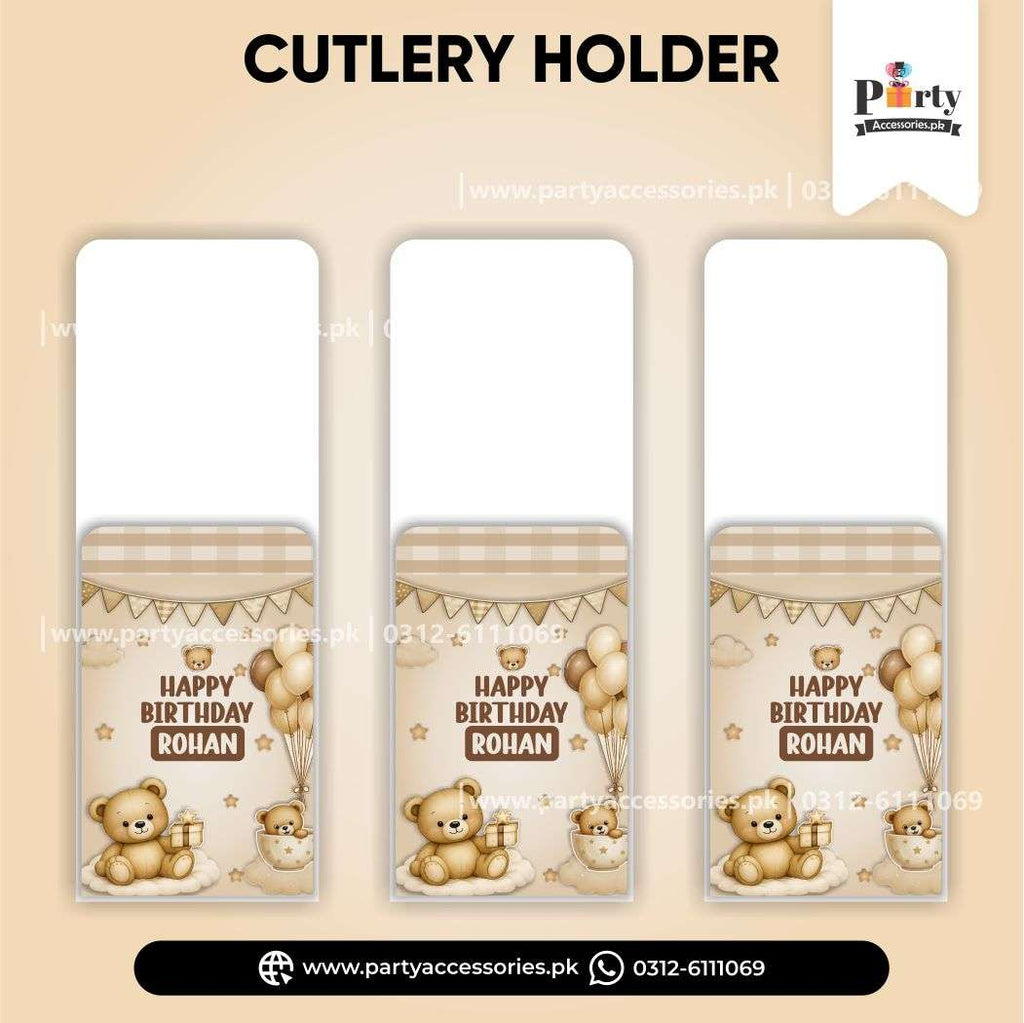 Teddy Bear Theme Disposable Cutlery Holders for Cutlery Decoration