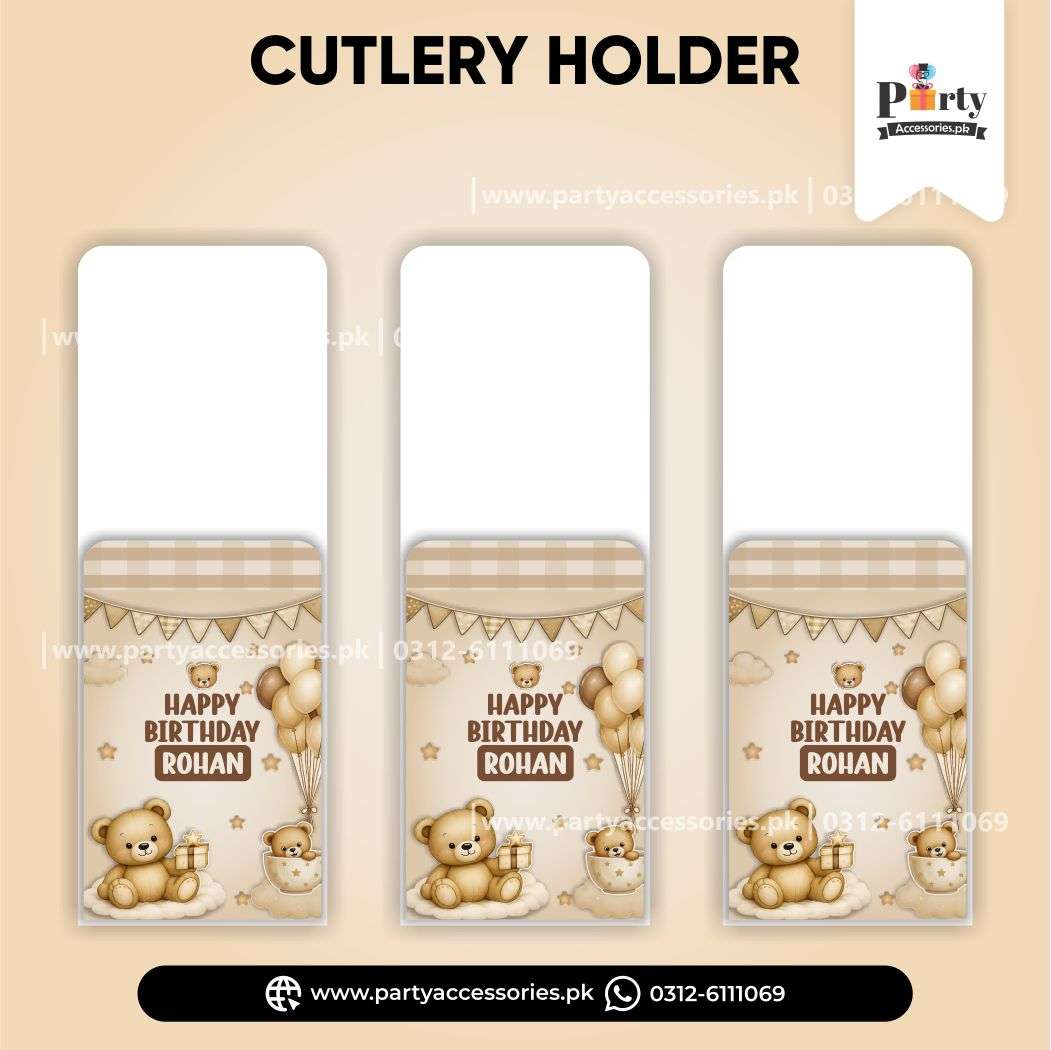 Teddy Bear Theme Disposable Cutlery Holders for Cutlery Decoration