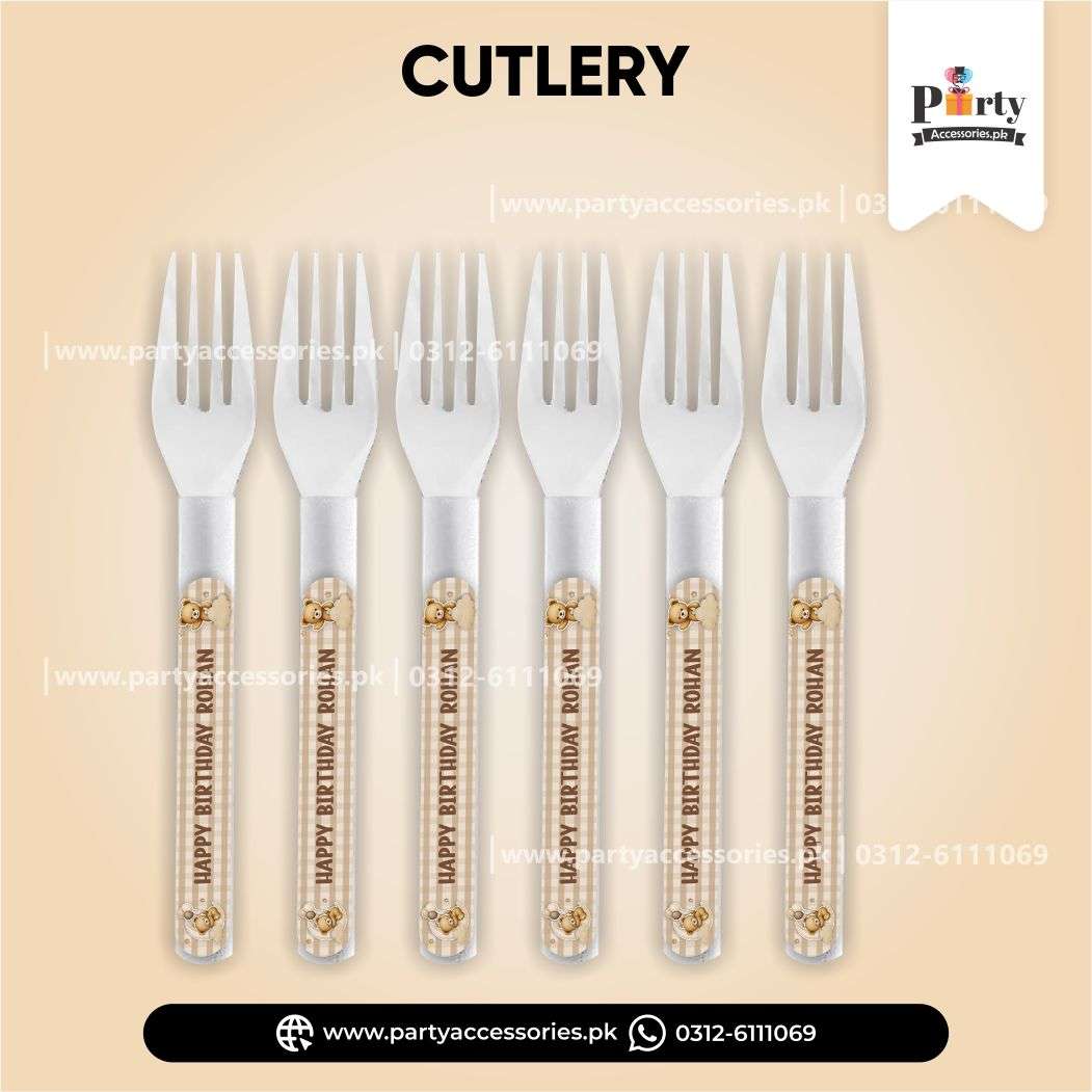 Teddy Bear Theme Customized Disposable Forks for dinner 