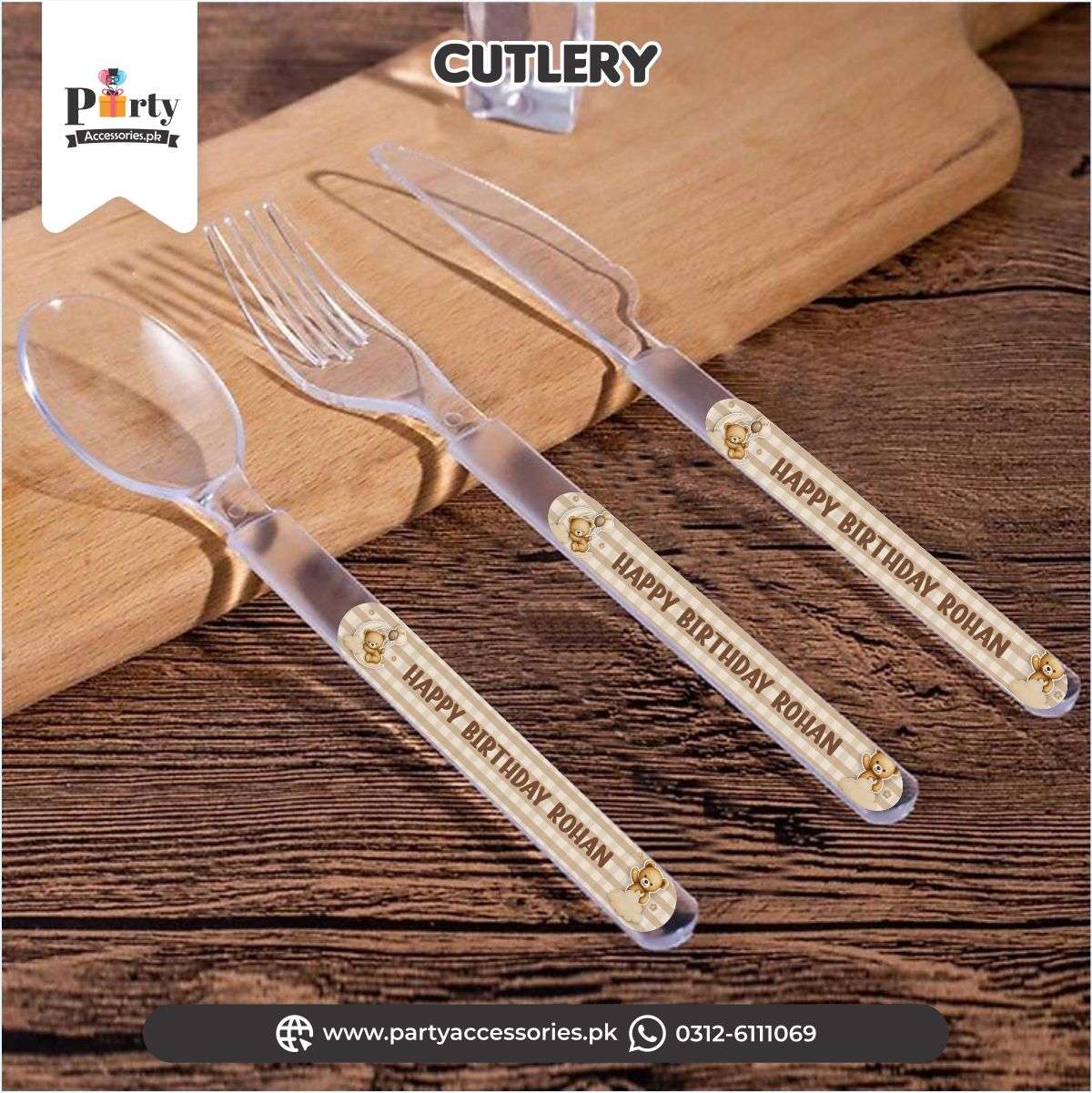 Teddy Bear Theme Customized Disposable Cutlery