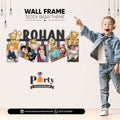 Teddy Bear Theme Customized Wall Name Frame with 5 Photos for Birthday Wall Decoration