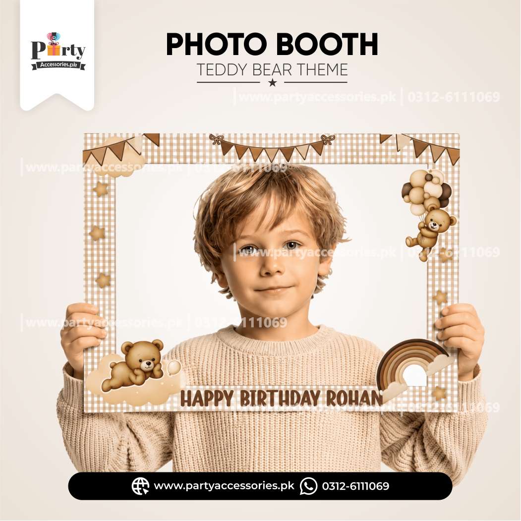 Teddy Bear Theme Photo Booth / Selfie Frame for Birthday Party Decoration
