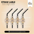 Teddy Bear Theme Straws with Custom Labels – Birthday Party Drink Accessories