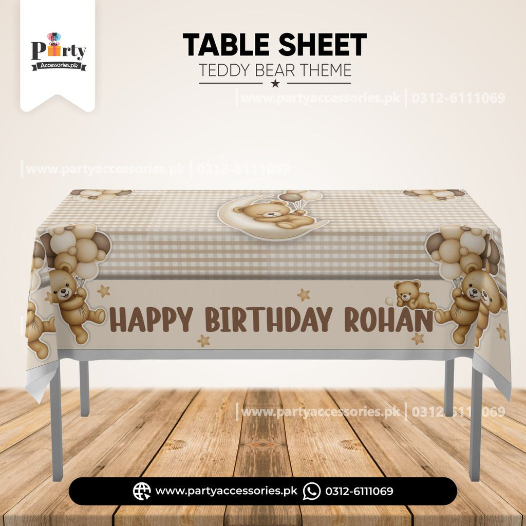Teddy Bear Theme Customized Table Top Sheet for Birthday Party Decoration