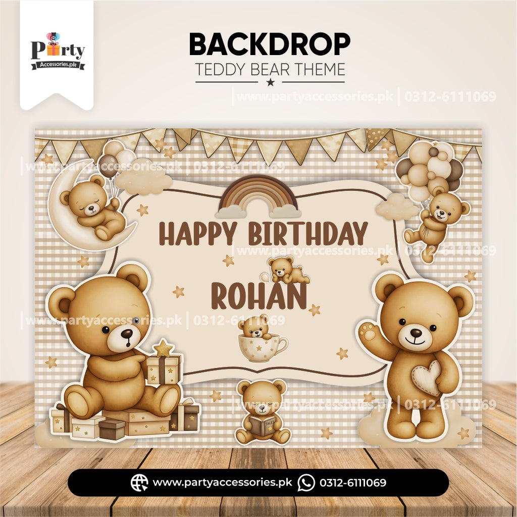 Customized Teddy Bear Theme Birthday Party Wall Backdrop