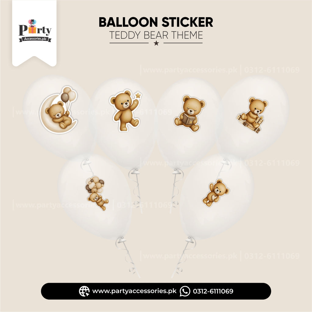Teddy Bear Theme Transparent Balloons with Stickers 